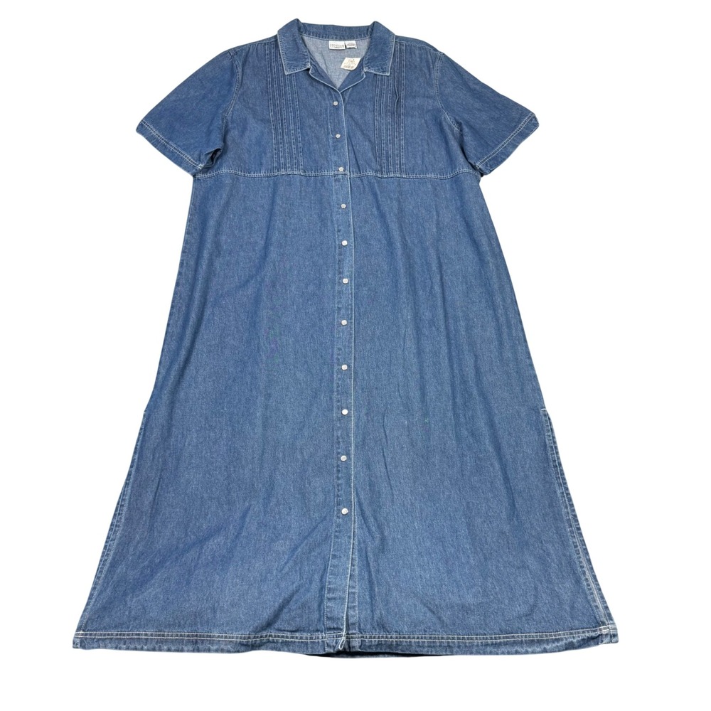 Vintage 90s Teacher Dress Carolina Colours Plus Blue Denim Maxi Womens 24W New